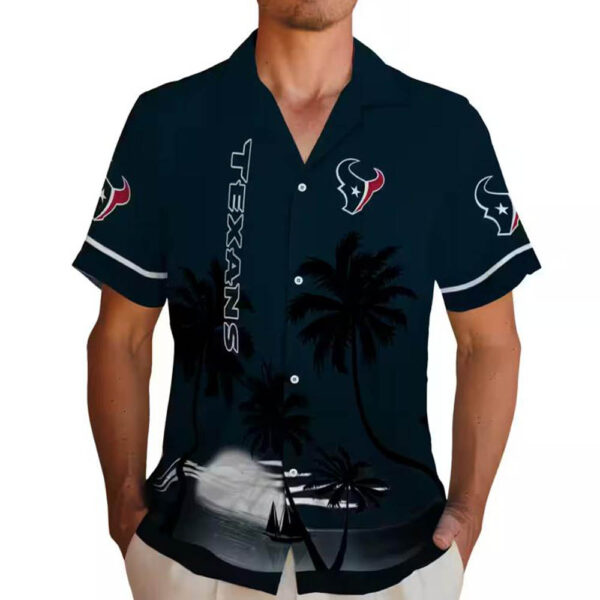 Houston Texans Hawaiian Shirt Beach Sunset Blue Black Design 2
