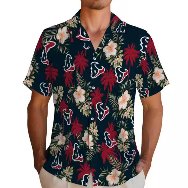 Houston Texans Hawaiian Shirt Palm Tree Blue Design 2