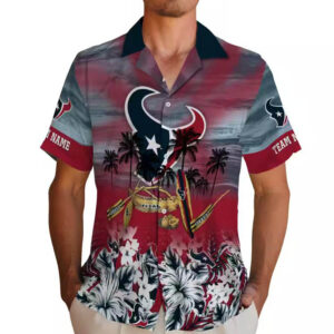 Houston Texans Hawaiian Shirt Tropical Canoe Blue Custom Design 2