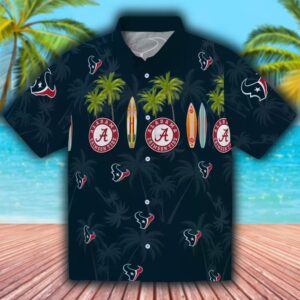 Houston Texans Surfboard Design Blue Hawaiian Shirt for Men 1
