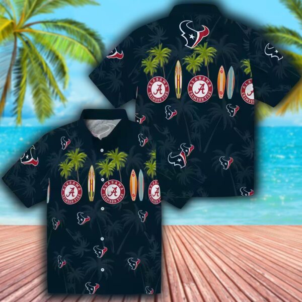 Houston Texans Surfboard Design Blue Hawaiian Shirt for Men 3