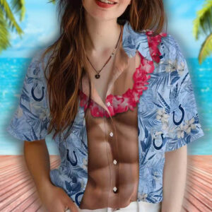 Indianapolis Colts Blue Hawaiian Shirt with Chest Illusion Design 4