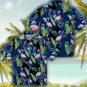 Indianapolis Colts Flamingo Leaf Blue Hawaiian Shirt Football Fan Gear 3