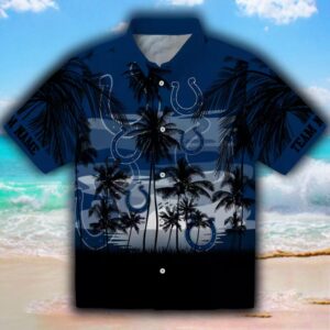 Indianapolis Colts Hawaiian Shirt Blue Black Sunset Design 1