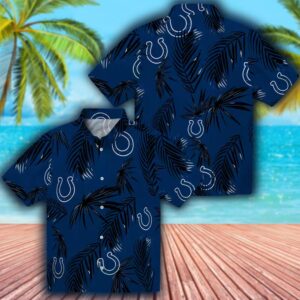 Indianapolis Colts Hawaiian Shirt Palm Leaf Blue Fan Gear 3