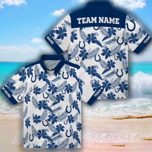 Indianapolis Colts Hawaiian Shirt Personalized Botanical Print White 3