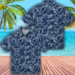 Indianapolis Colts Leaf Pattern Blue Hawaiian Shirt Football Fan Gift 3