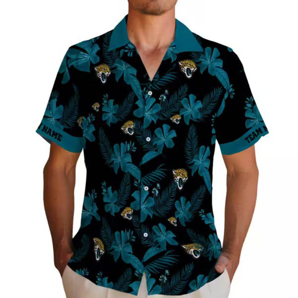 Jacksonville Jaguars Hawaiian Shirt Black Botanical Print Custom Design 2