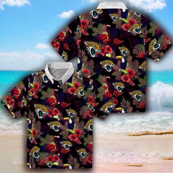 Jacksonville Jaguars Hawaiian Shirt Floral Toucan Teal Red Design 3