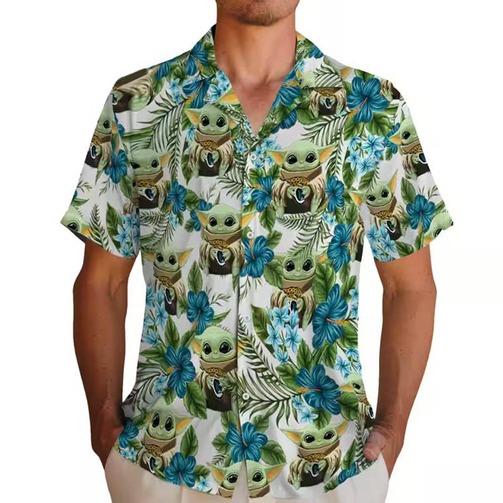 Jacksonville Jaguars Hawaiian Shirt Tropical Yoda Green Design Jacksonville Jaguars Hawaiian Shirt Tropical Yoda Green Design