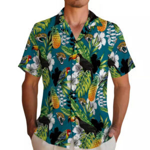 Jacksonville Jaguars Teal Green Tropical Toucan Hawaiian Shirt Custom 2