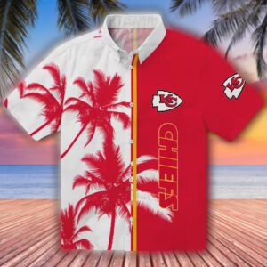 Kansas City Chiefs Hawaiian Shirt Red White Palm Trees Design 1