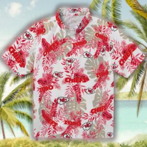 Kansas City Chiefs Hawaiian Shirt Red White Tropical Leaves Design 1