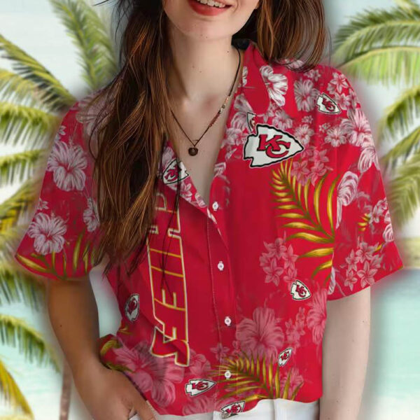Kansas City Chiefs Red Hawaiian Shirt Hibiscus Print 4