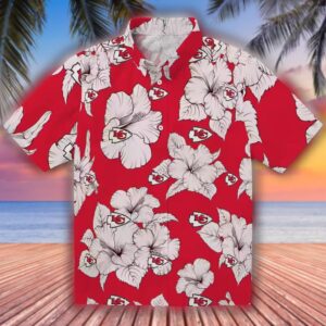 Kansas City Chiefs Red White Hibiscus Hawaiian Shirt NFL Fan Wear 1