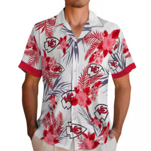 Kansas City Chiefs Red White Patriotic Hibiscus Hawaiian Shirt 2