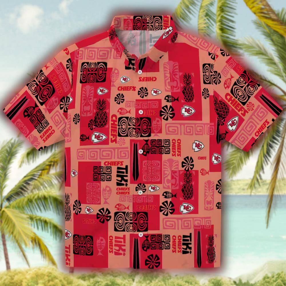 Kansas City Chiefs Tribal Red Hawaiian Shirt for Fans Kansas City Chiefs Tribal Red Hawaiian Shirt for Fans