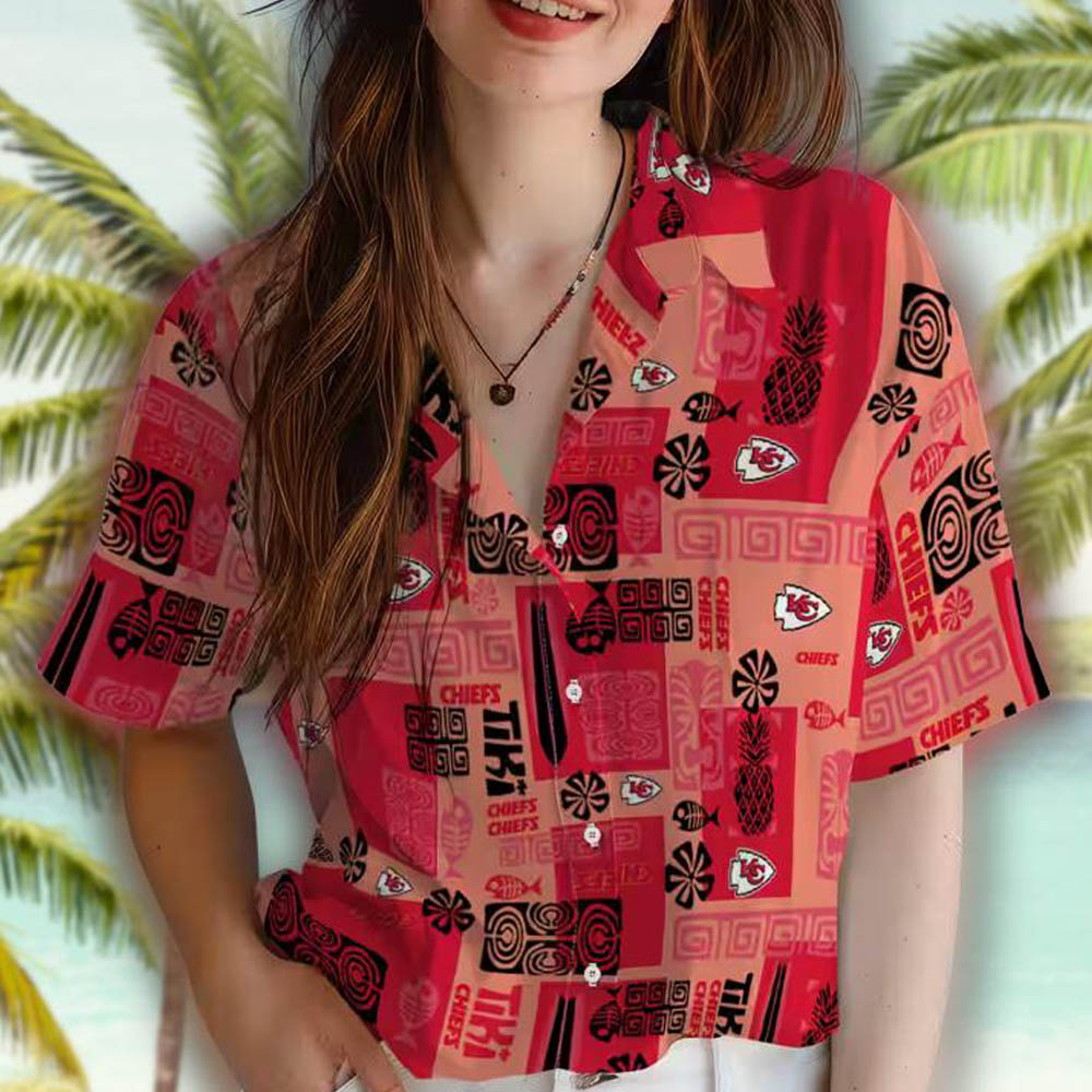 Kansas City Chiefs Tribal Red Hawaiian Shirt for Fans Kansas City Chiefs Tribal Red Hawaiian Shirt for Fans