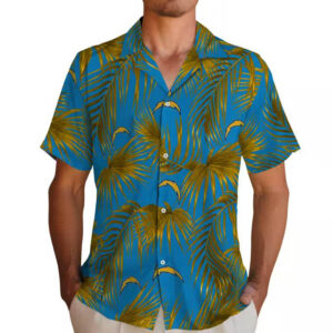 Chargers Blue Hawaiian Shirt with Leafy Palms Design for Fans 2