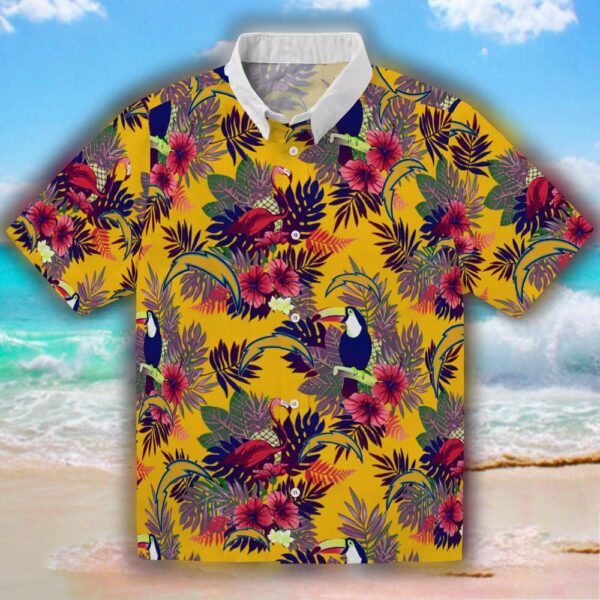 Chargers Floral Toucan Hawaiian Shirt Blue Red Design 1