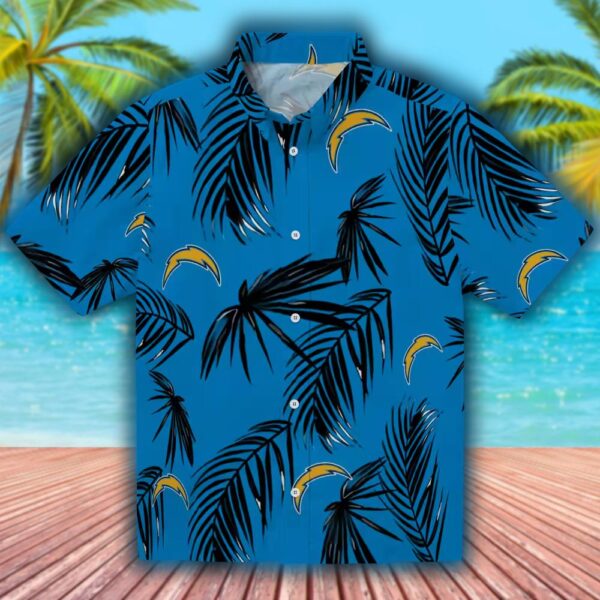Chargers Palm Leaf Blue Hawaiian Shirt Los Angeles Fan Gift 1