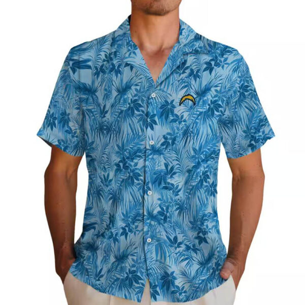 Los Angeles Chargers Blue Hawaiian Shirt Leafy Design 2