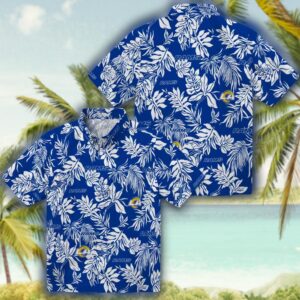 Los Angeles Rams Hawaiian Shirt Blue White Tropical Leaf Design 3