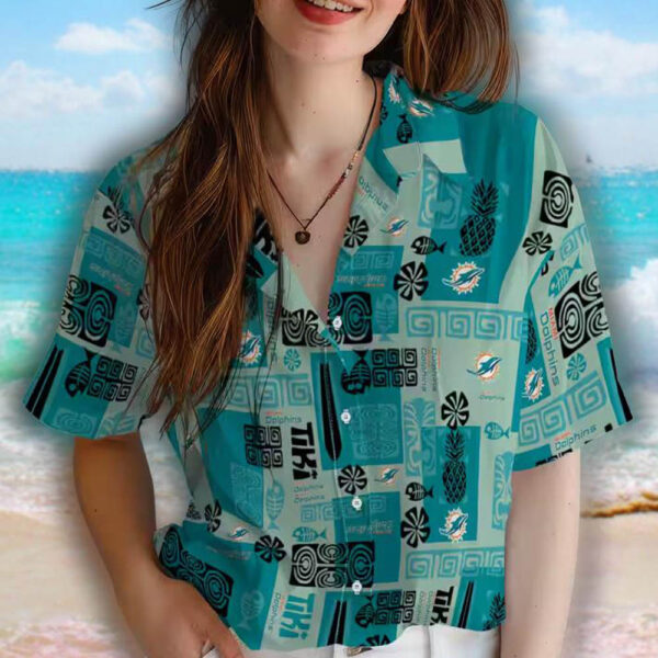 Miami Dolphins Tribal Aqua Hawaiian Shirt for Fans 4