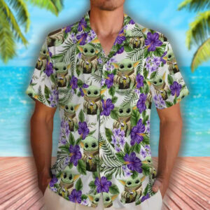 Minnesota Vikings Green Yoda Hawaiian Shirt Tropical Design 2