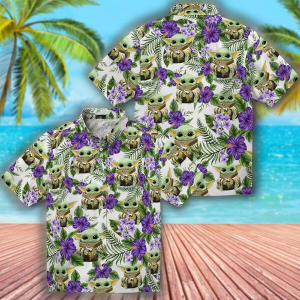 Minnesota Vikings Green Yoda Hawaiian Shirt Tropical Design 3