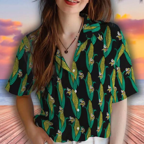 Minnesota Vikings Hawaiian Shirt Black Green Corn Motif Design 4