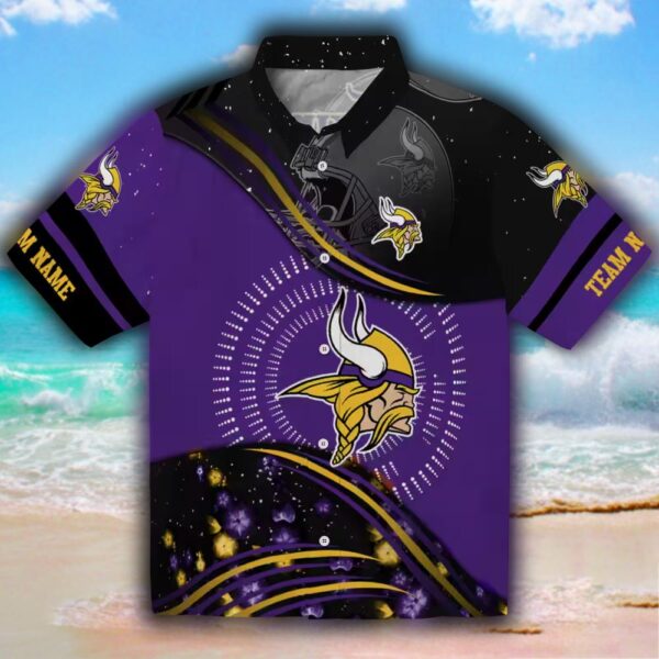 Minnesota Vikings Hawaiian Shirt Purple Black Football Design 1