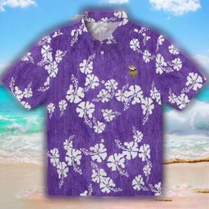 Minnesota Vikings Hibiscus Purple Hawaiian Shirt for Men 1