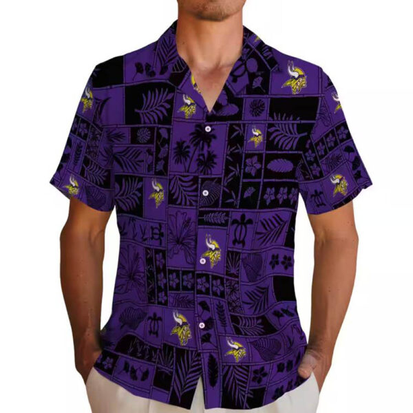 Minnesota Vikings Purple Black Hawaiian Tropical Shirt 2