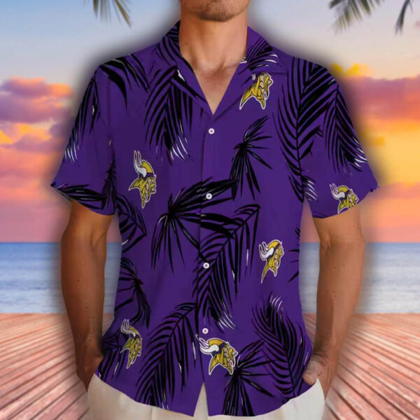 Minnesota Vikings Purple Palm Leaf Hawaiian Shirt for Fans 2