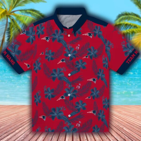 Custom Red Hawaiian Shirt with Patriots Botanical Print Design 1