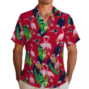New England Patriots Hawaiian Shirt Flamingo Foliage Blue Green Design 2