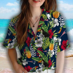 New England Patriots Tropical Toucan Hawaiian Shirt Blue Green Design 4