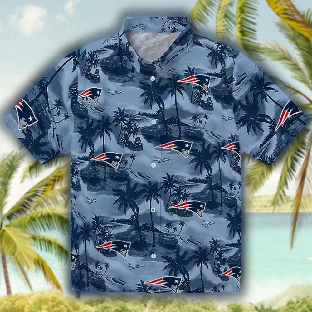 Patriots Blue Hawaiian Shirt Coastal Palms Design New England Fans Patriots Blue Hawaiian Shirt Coastal Palms Design New England Fans