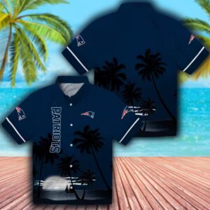 Patriots Hawaiian Shirt Beach Sunset Blue Black Design 3