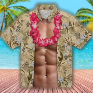 New Orleans Saints Hawaiian Shirt Gold Chest Illusion Design 1
