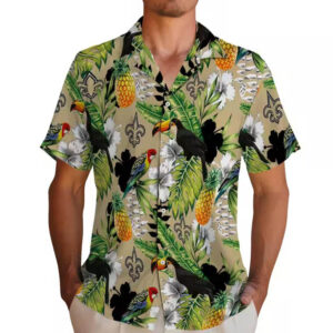 New Orleans Saints Tropical Toucan Hawaiian Shirt Green Gold Design 2