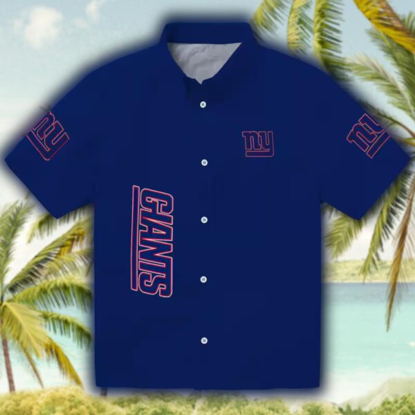 New York Giants Blue Hawaiian Shirt with Stuart Minion Design 1