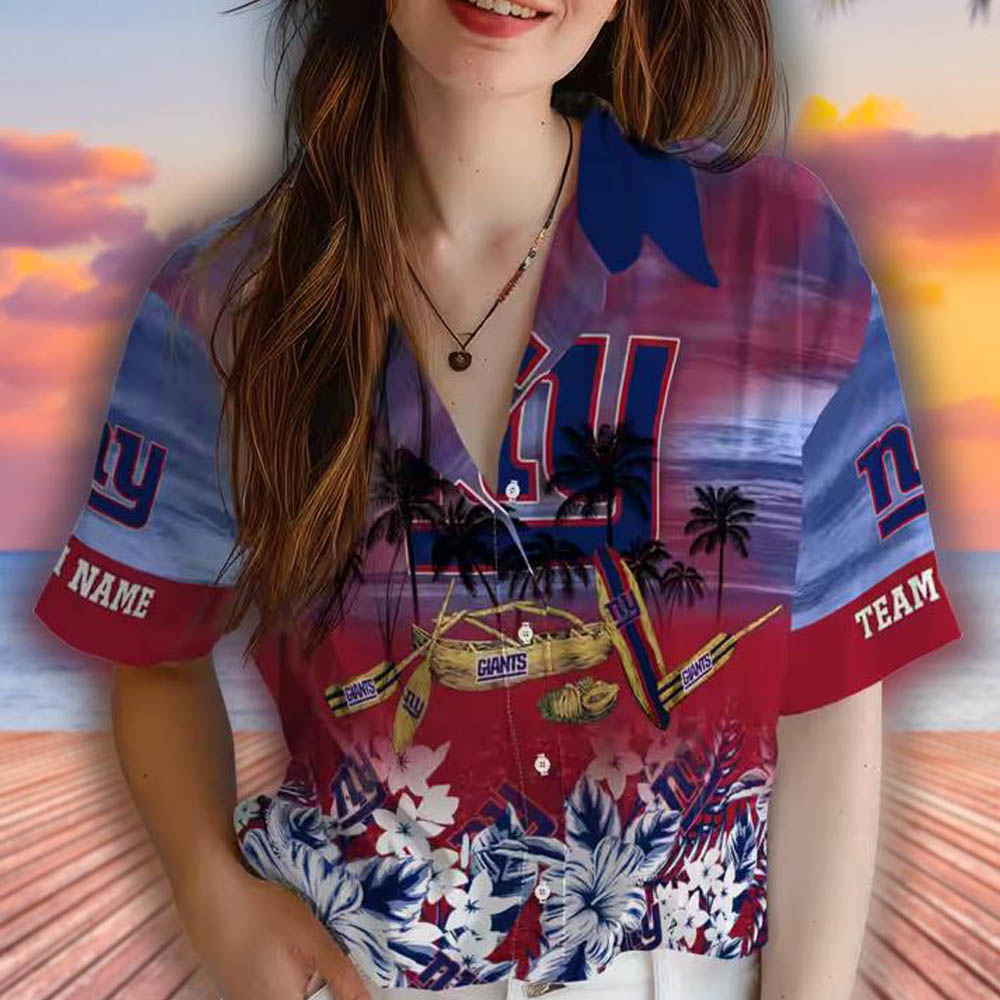 New York Giants Tropical Hawaiian Shirt in Canoe Blue Custom Design New York Giants Tropical Hawaiian Shirt in Canoe Blue Custom Design