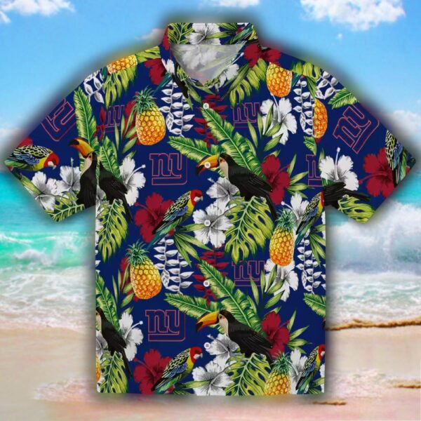 New York Giants Tropical Toucan Hawaiian Shirt Blue Green Custom Design 1