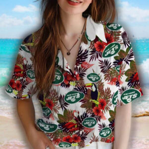 New York Jets Hawaiian Shirt Floral Toucan Green Red Design 4