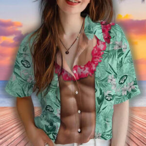 New York Jets Hawaiian Shirt Green Chest Illusion Design 4