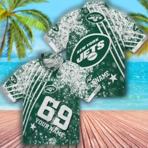 New York Jets Hawaiian Shirt Green Star Stripes Design Custom 3