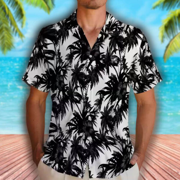 Philadelphia Eagles Black White Hawaiian Shirt with Palm Motifs 2