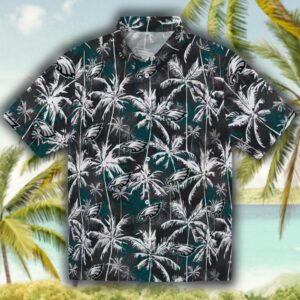 Philadelphia Eagles Green Black Palm Hawaiian Shirt for Men 1